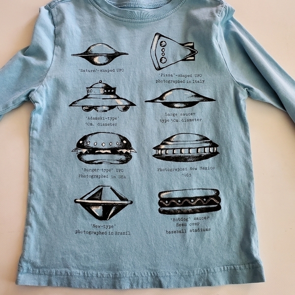 K1038 * Crazy 8 Boys UFO Long Sleeve Tee Light Blue Size S (5/6) - Picture 7 of 7